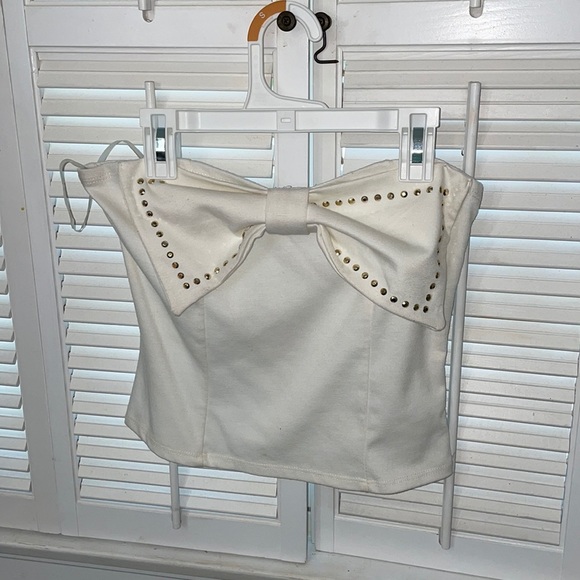 Charlotte Russe studded bow strapless crop top - Picture 1 of 3